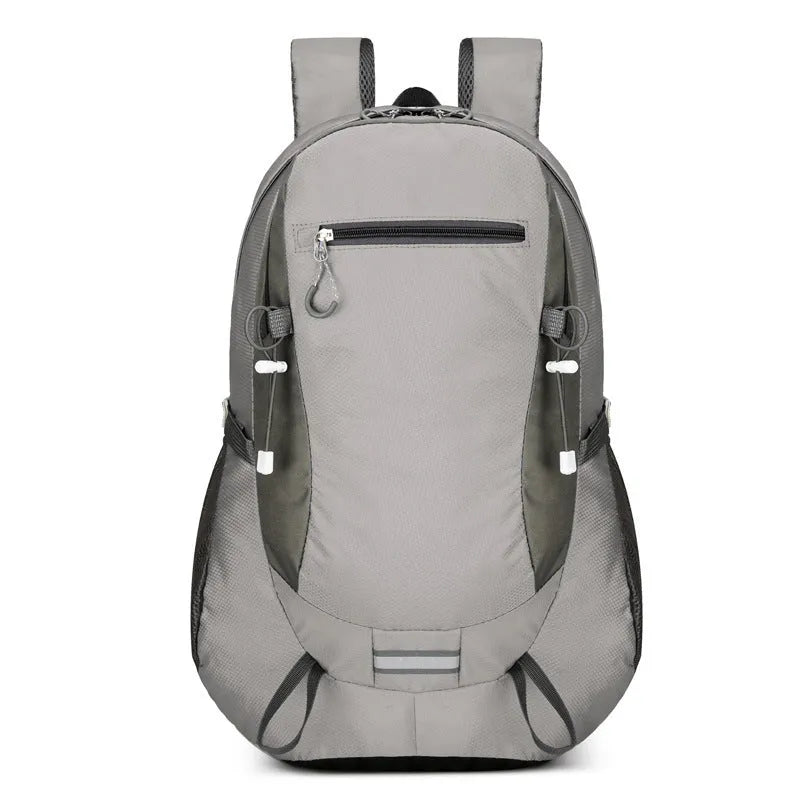 Nylon waterproof light travel backpack with air cushion belt, 32x17x52cm, unisex, solid colour, grey