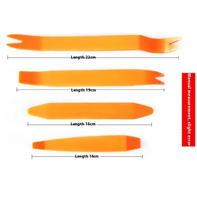 Four piece set of car interior rocker screwdrivers made of 45 manganese steel, packed as one set