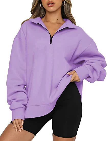 Women's zip turndown collar sweatshirt in various colours
