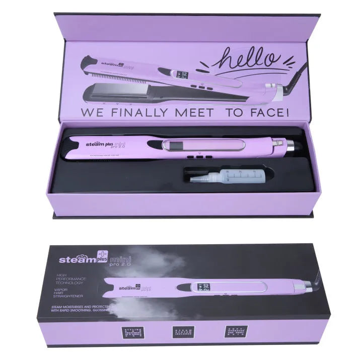 Mini steam splint spray hair straightener curler in champagne colour with 200W power rating