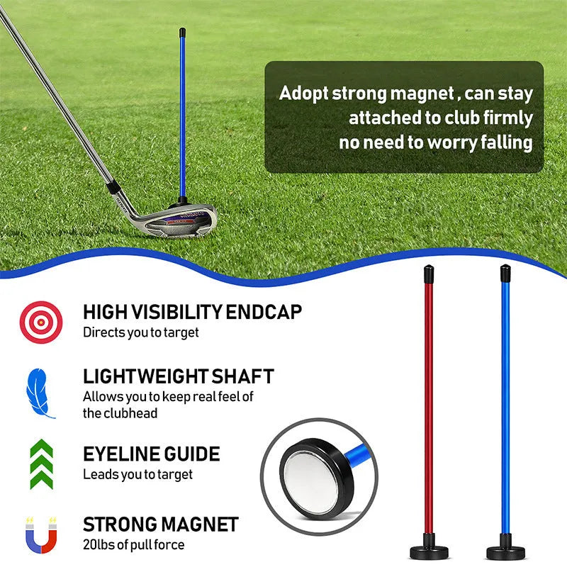 Red aluminium alloy golf swing trainer with magnetic direction baseball bar for alignment practice
