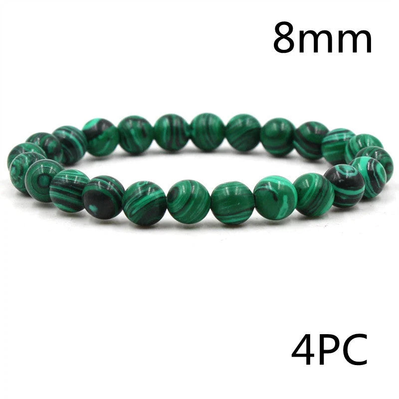 Classic black matte green malachite bracelets with unique textures, suitable for women and men.
