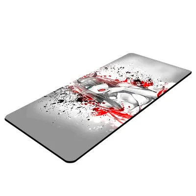 Pink Darling anime cloth keyboard mat on a desk with a mouse and keyboard