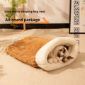 Blue rabbit design flannel cat sleeping bag nest measuring 50 by 40 centimetres.