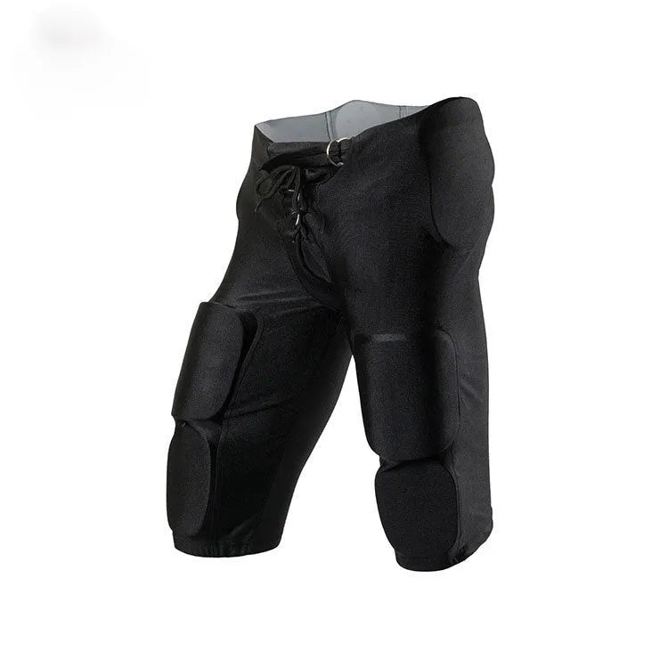 Anti-collision rugby pants men's hockey protective training pant Lycra fabric adult black