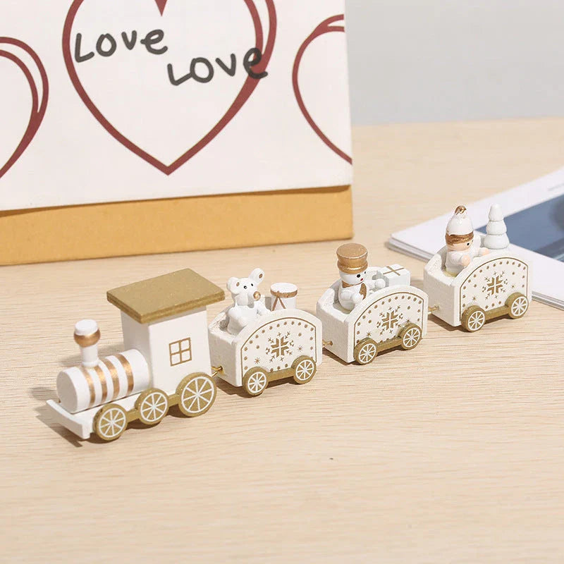Wooden Christmas train set in various colours for festive decor