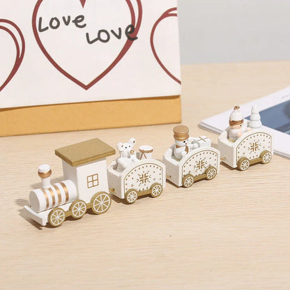 Wooden Christmas train set in various colours for festive decor