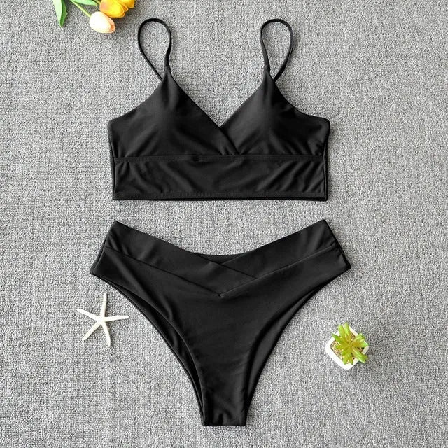 Women two piece bikini swimsuit in polypropylene fibre, multiple colour options, beach wear