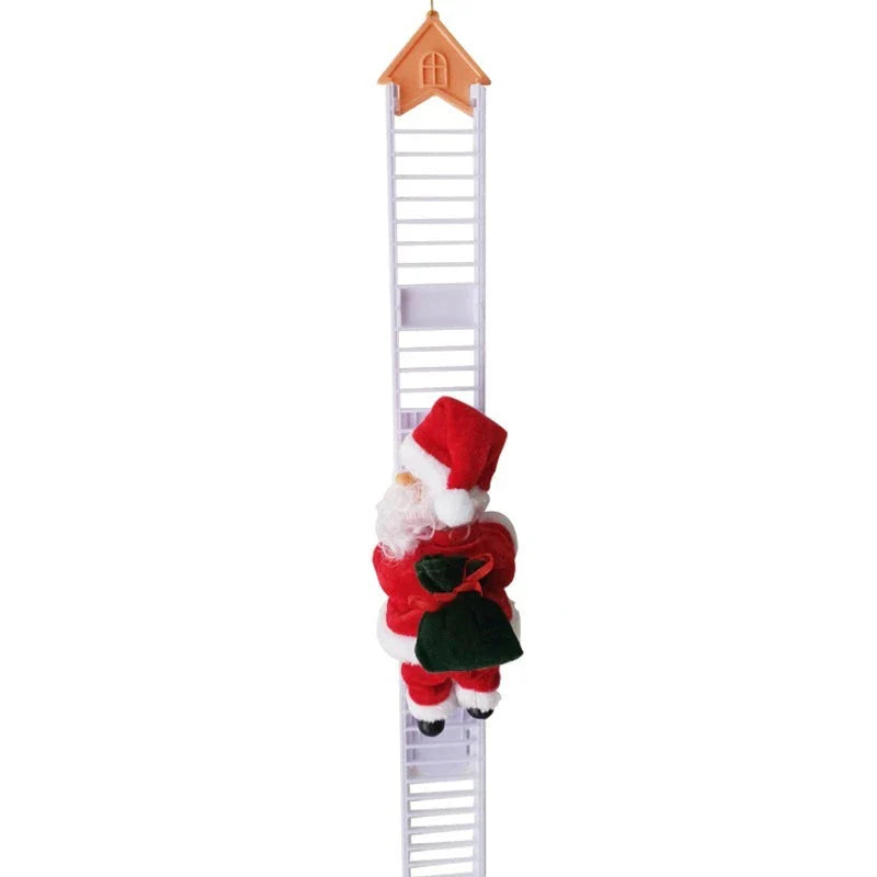 Magical musical climbing Santa Claus doll decoration with red ladder, playing holiday music