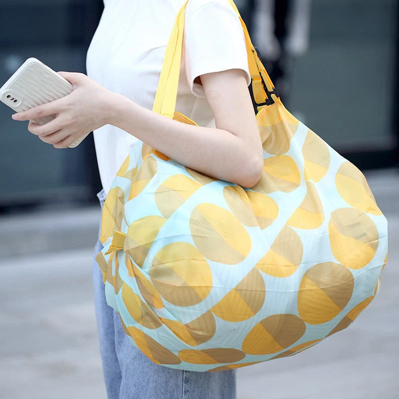 Large capacity foldable nylon shopping bag in various colors and patterns
