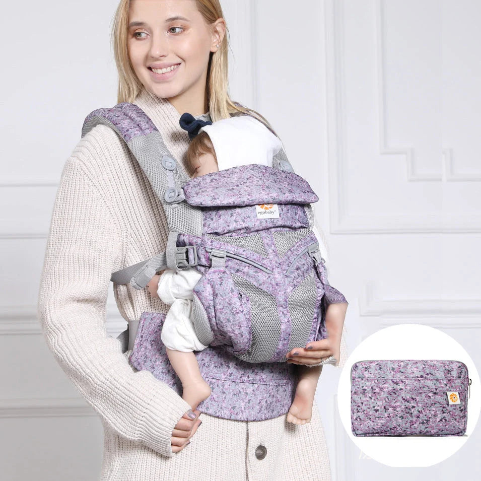 Multifunctional baby carrier in various colours with adjustable waistband and small bag