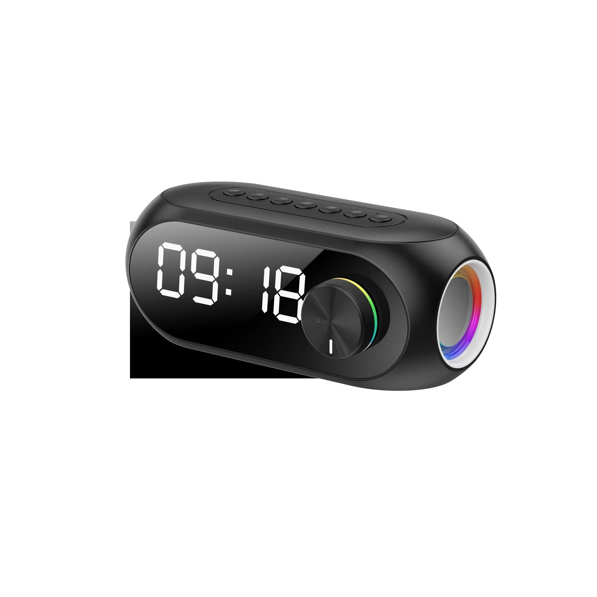 USB portable mini clock with extra bass speaker in S8 Black, White, and Blue colour options