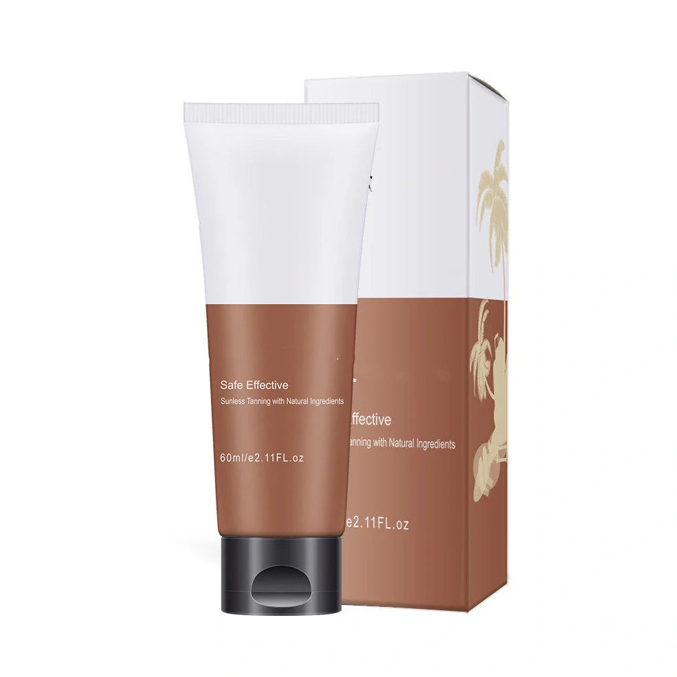 60ml body tan cream bottle with bronze colour and moisturising formula containing pomegranate