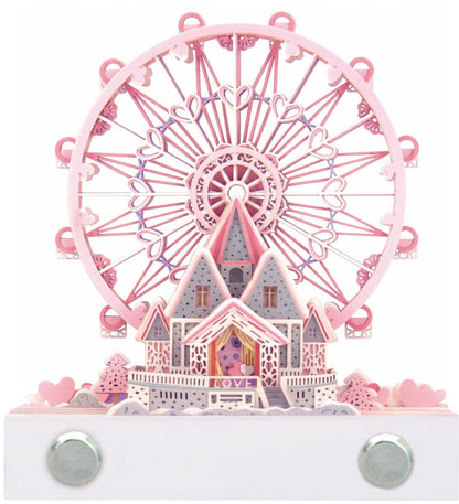 3D dimensional Christmas tree paper carving calendar notepad with various styles, including castle, ferris wheel, piano designs, and panoramic Christmas tree house