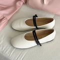 Soft retro Mary Jane shoes round toe shallow mouth black sheepskin low heel buckle fastening