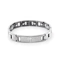 Titanium steel curved bracelet for men, electroplated black finish with geometric quadrilateral pattern