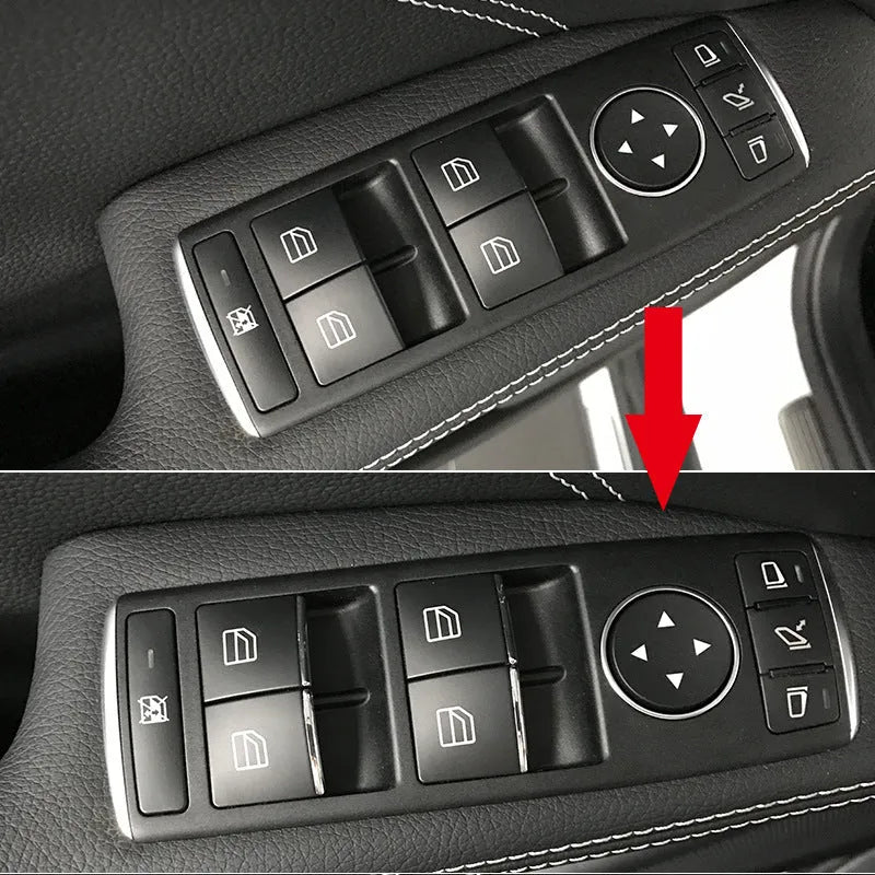 Black glitter decorative sticker for a car window switch button on a white background.