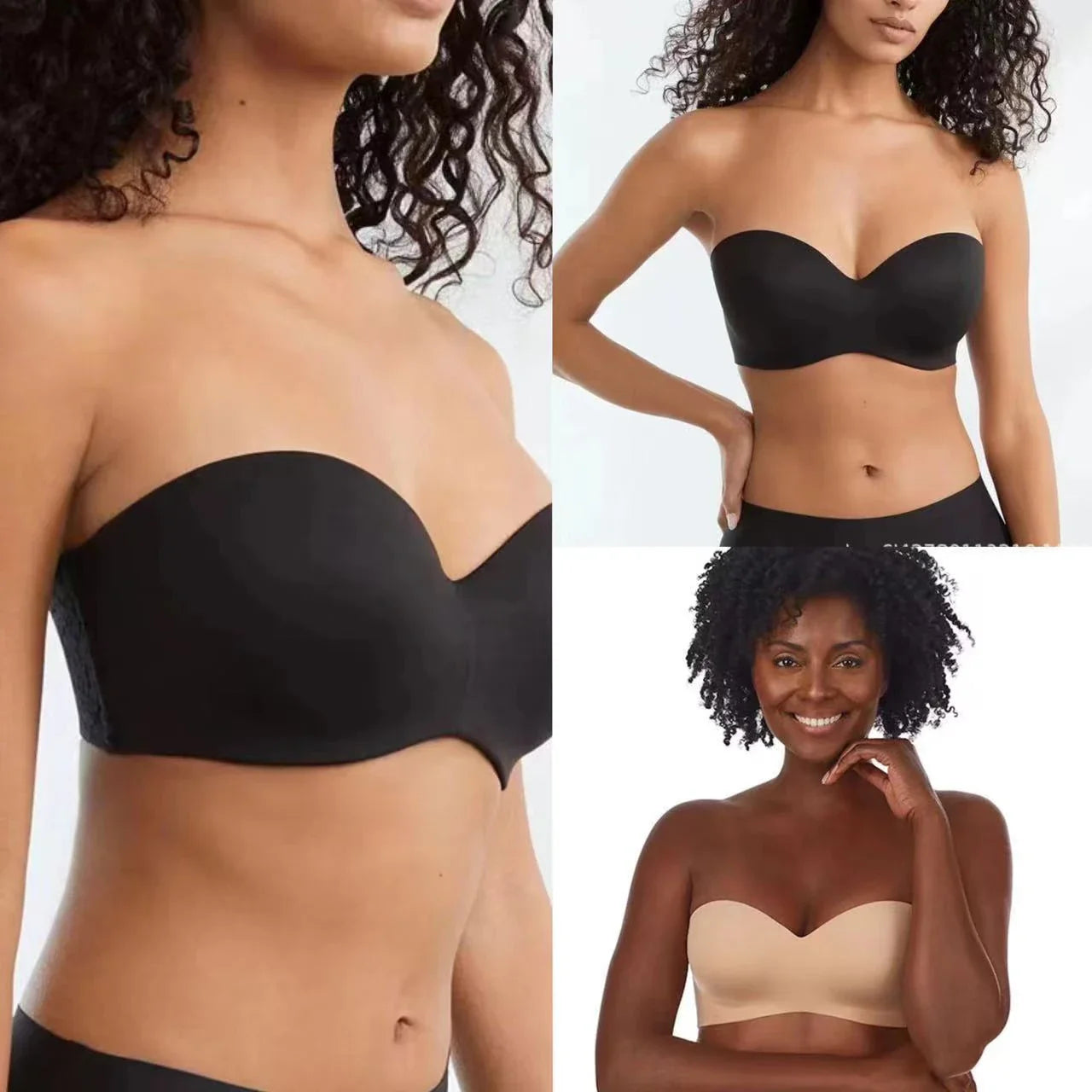 Invisible Seamless Wireless Push-Up Bra with Steel Ring in Black and Skin Tone Colors