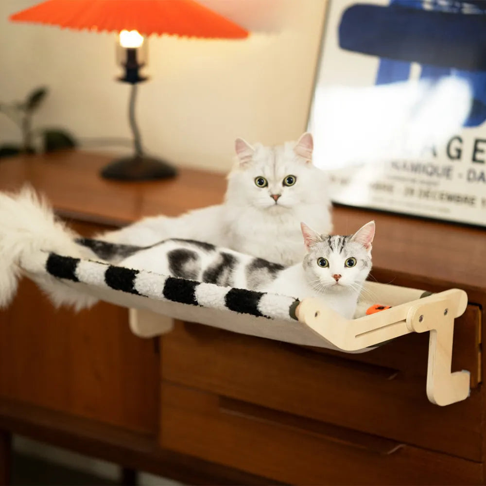 Wooden cat hanging bed climbing frame in 600x215x395mm size with four colour options for cages