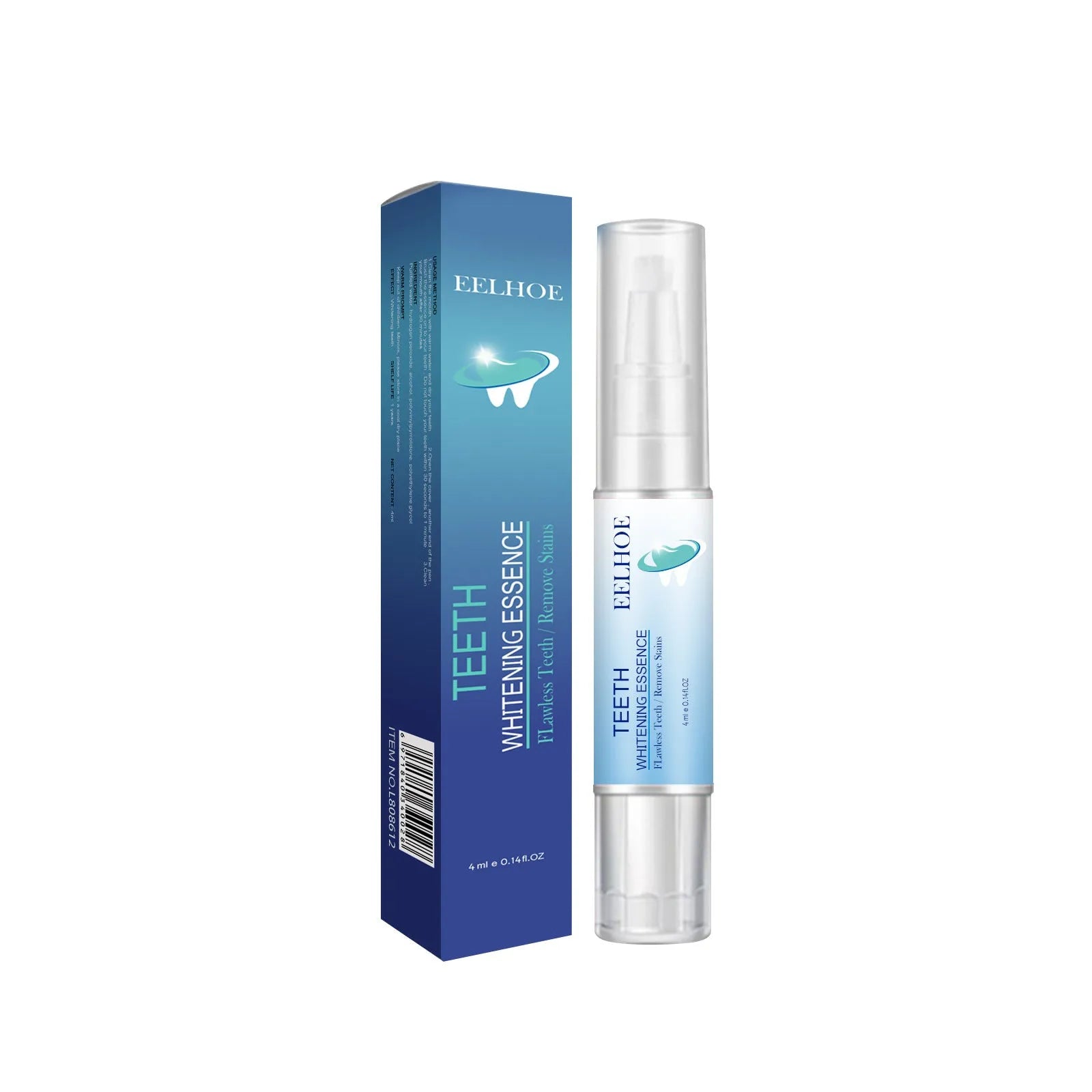 White teeth whitening pen with plant extract 4ml in compact packaging