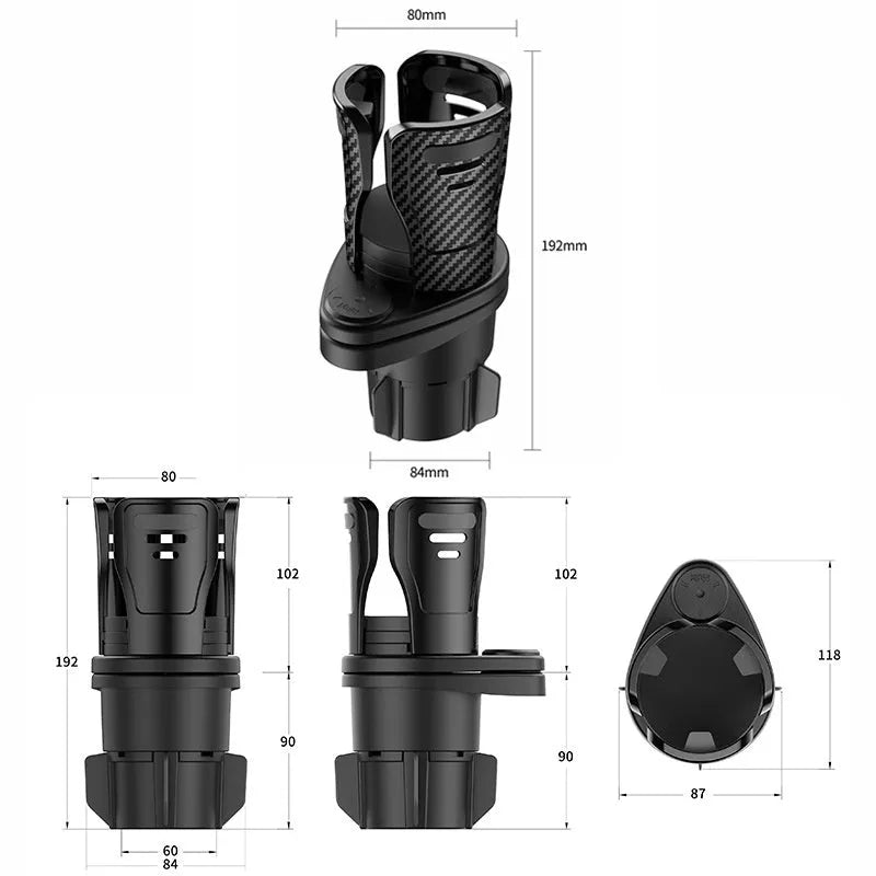 Car cup holder modification kit in ABS plastic with carbon fibre finish