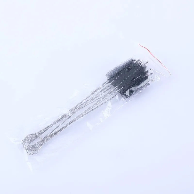 Set of nylon straw cleaning brushes with stainless steel handles in black and white colours