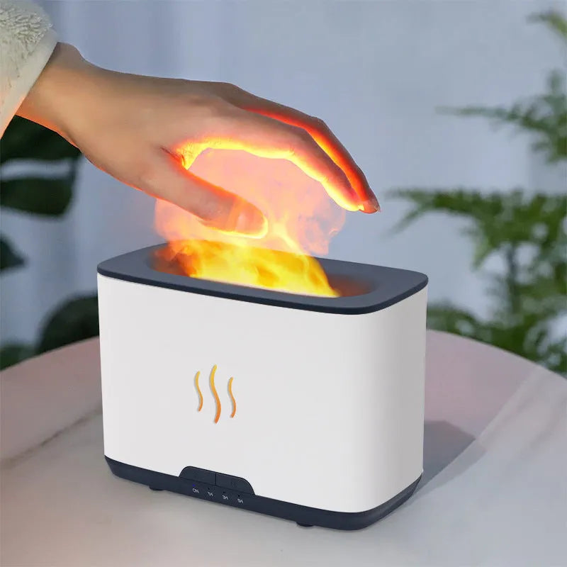 New Flame white 300ml square USB ultrasonic desktop humidifier on table