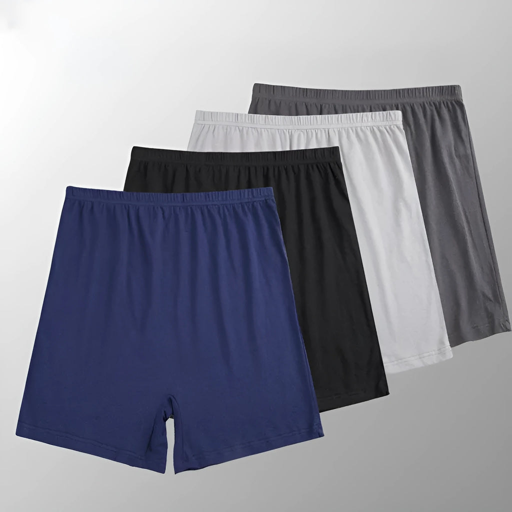 Solid colour men's modal boxer shorts on a white background showing high waist design