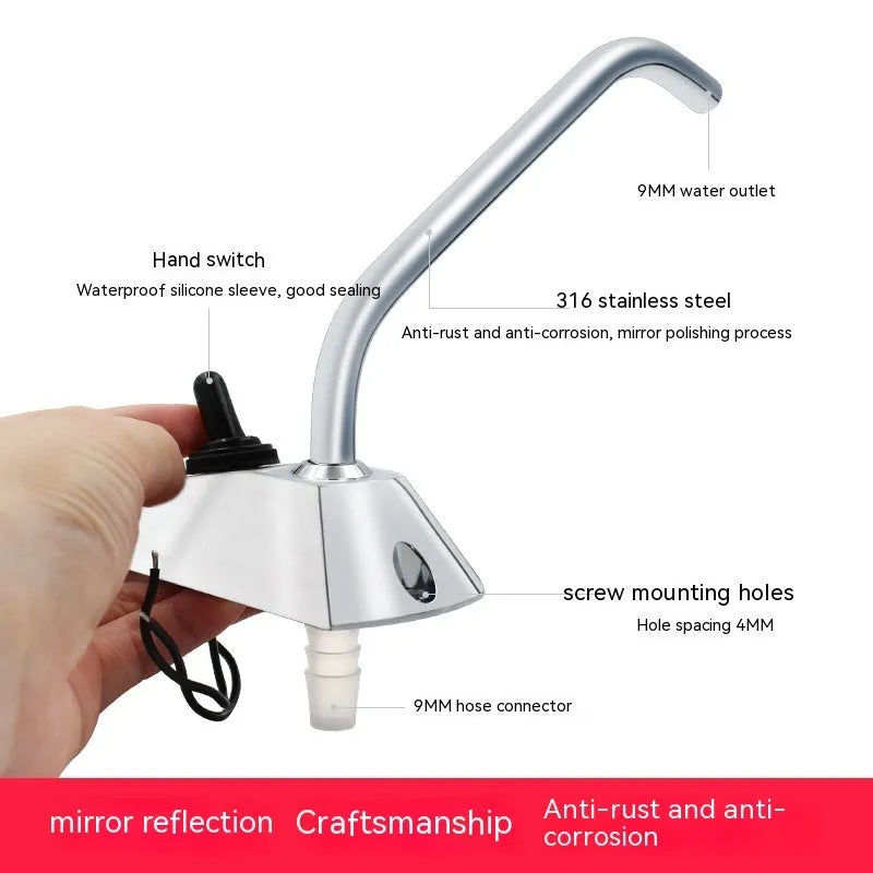 Electronic control rotating RV faucet with mirror polished stainless steel finish