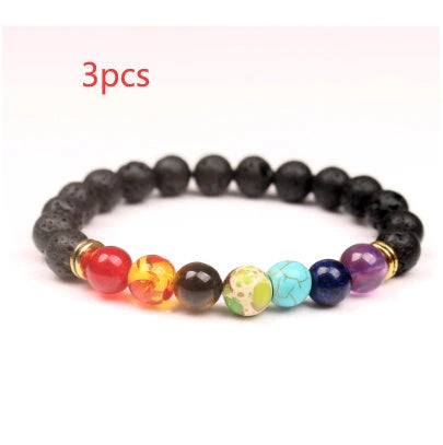 Handcrafted lava bead bracelet with seven chakra healing stones for balance and wellness