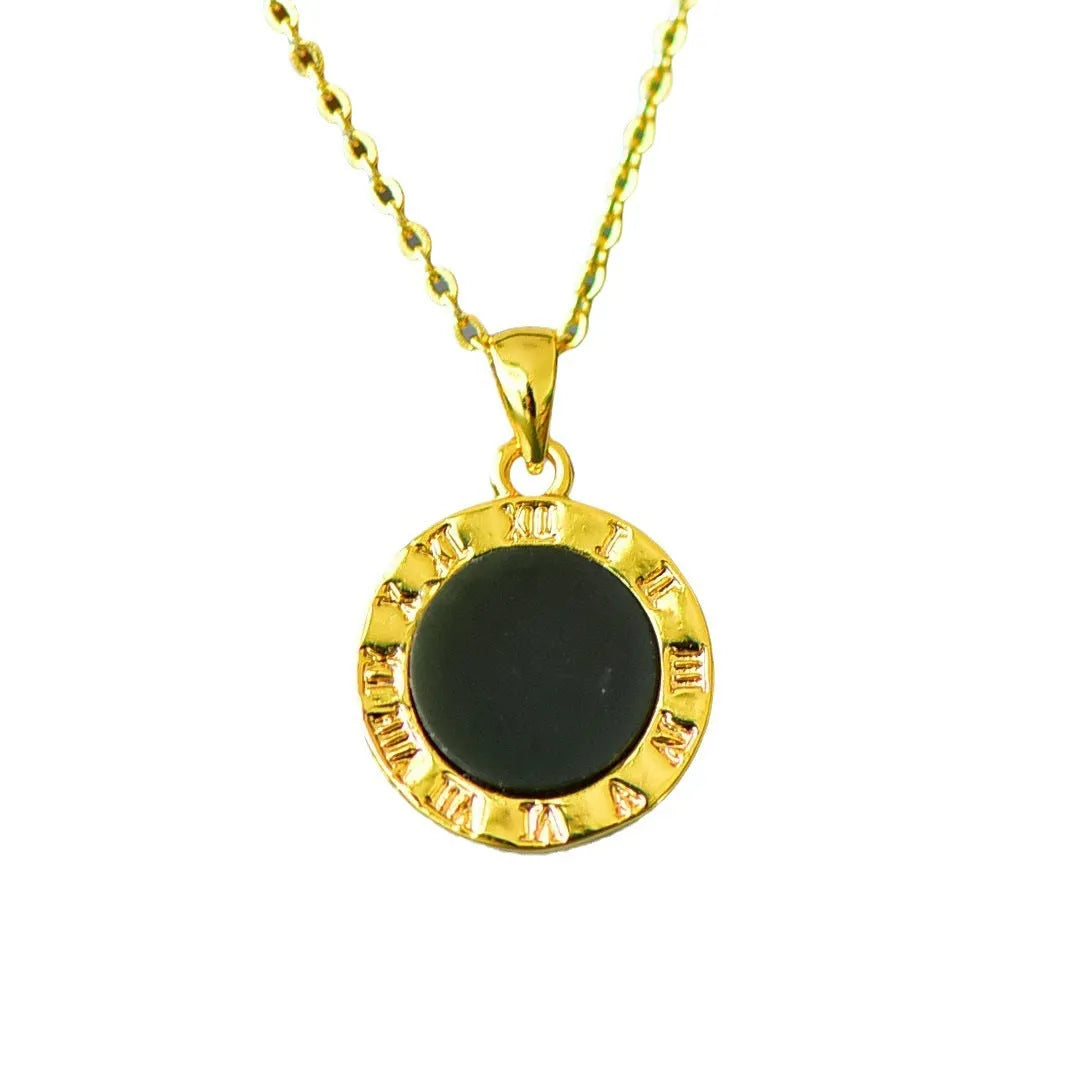 Natural Hetian grey jade pendant with copper inlaid detailing and ink blue jade accents on silver necklace chain