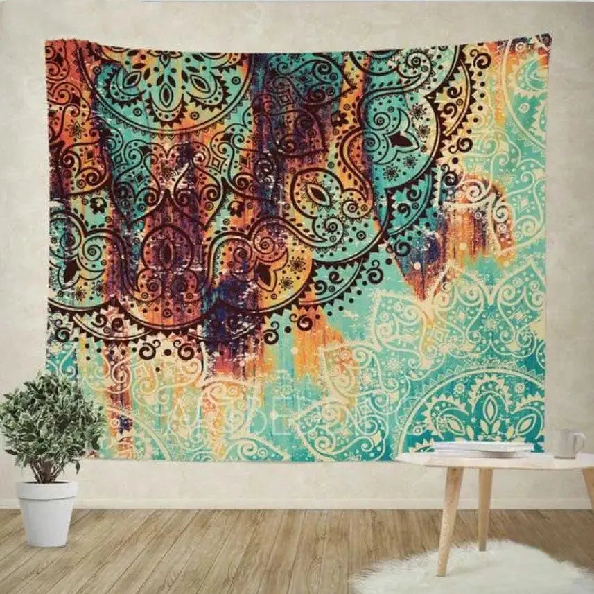Sevenstars bohemian mandala tapestry with colourful floral print on 100% polyester fabric for room decor
