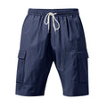 Men's linen casual shorts with multiple pockets in straight cut design