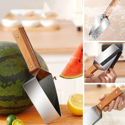 Stainless steel watermelon splitter with triangle cutting design for easy fruit slicing