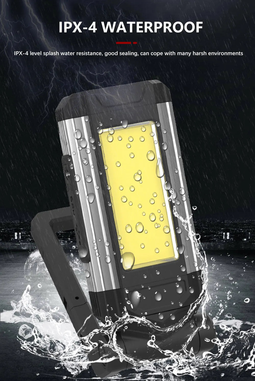 LED COB working repair light USB rechargeable 360 rotation 10W ABS folding model red