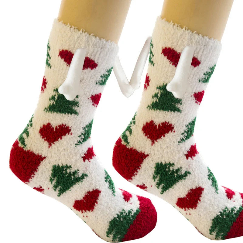Christmas couple socks with magnetic suction feature in various animal patterns