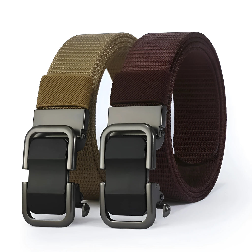 Men's toothless nylon canvas belt with alloy buckle in Army Green colour