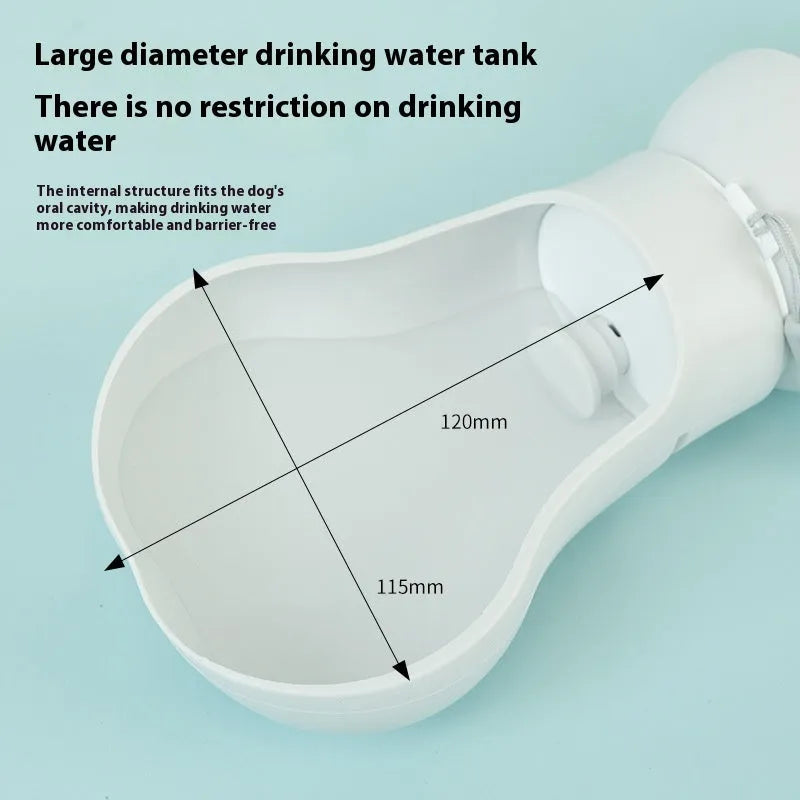 Silicone folding pet drinking cup shown collapsed and open, for dog travel.