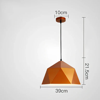 Colourful geometric iron hanging lamp, 46cm diameter, adjustable to 2m height in black or white for home lighting