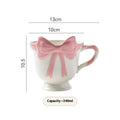 Original design girl heart bow ceramic mug in white powder or black pink colour, 301-400ml capacity