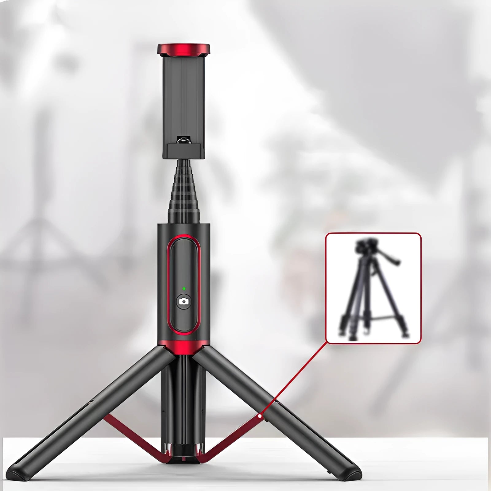 Live broadcast stand tripod with Bluetooth remote control aluminium alloy shaft extended to 810mm on a desktop