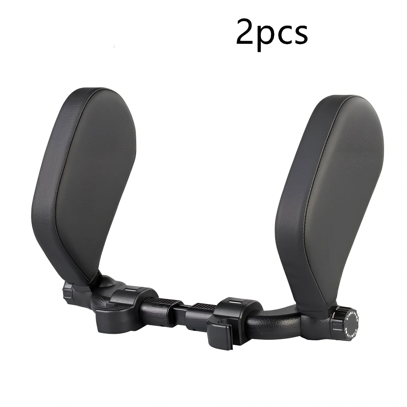 Adjustable car headrest pillow with 36cm bracket and 14cm rotating PU leather cushion