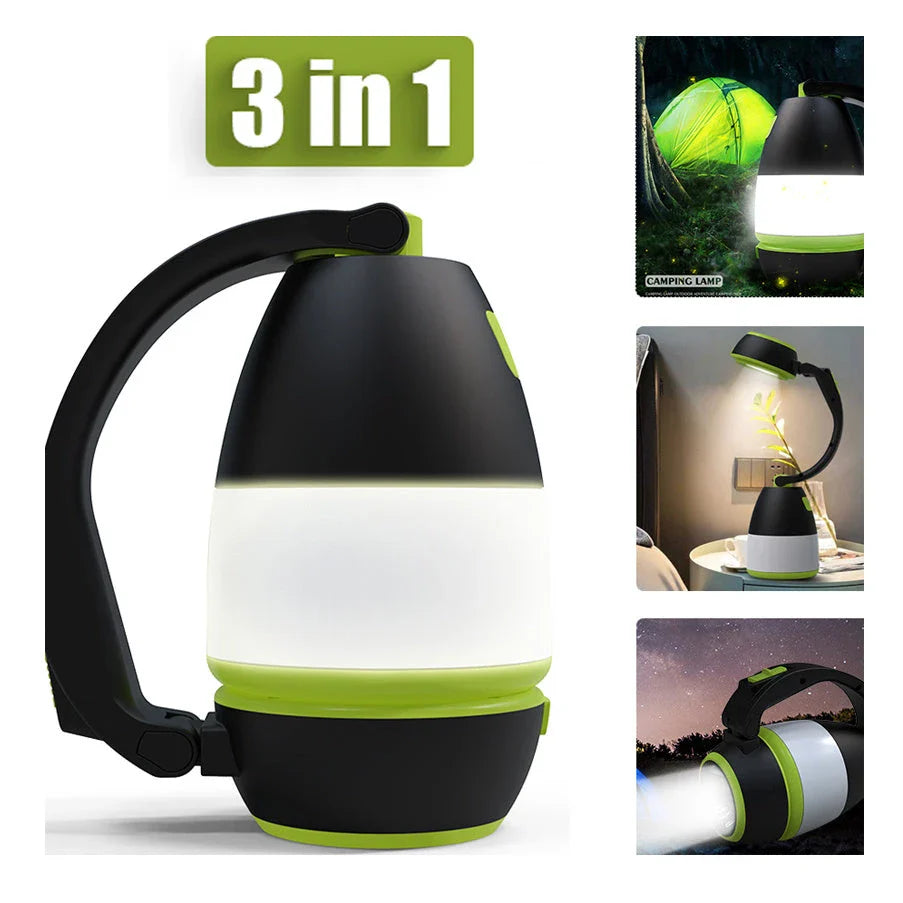 3-in-1 Multifunctional LED Table Lamp in black green, red, and blue options