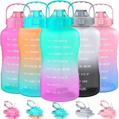 2.2L large capacity half gallon plastic space cup with time markings in gradient colours