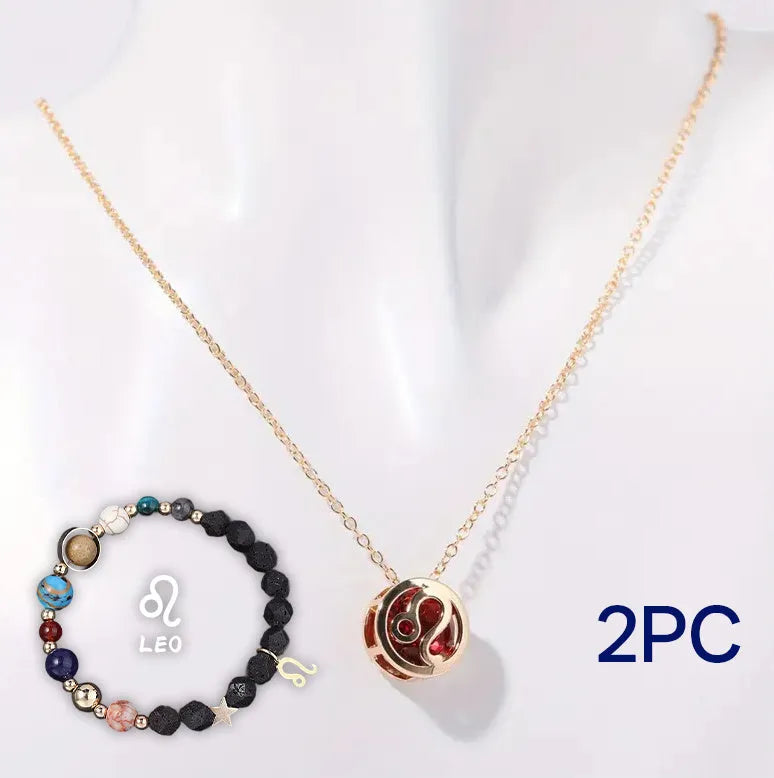 Handmade natural stone beaded necklace and matching bracelet set on a plain background.