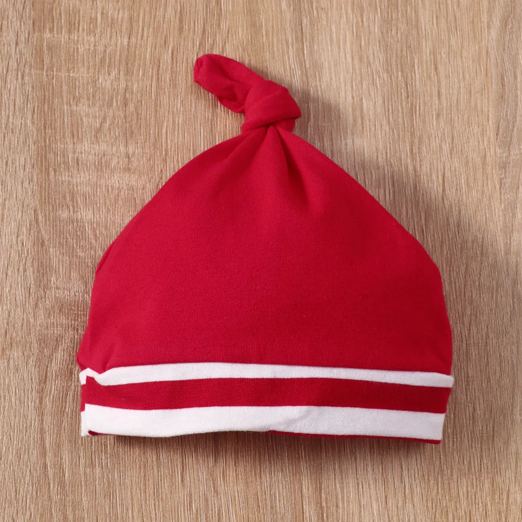 Baby Christmas elk striped hat set 3-piece green red cotton long sleeve top trousers and hat