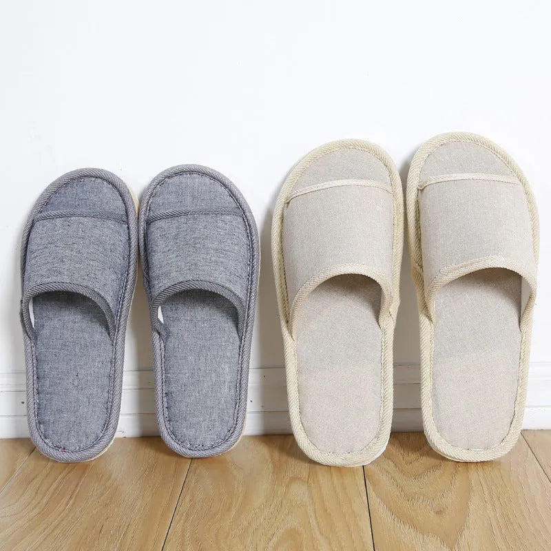 Couples indoor floor slippers solid colour EVA anti-slip open toe cloth cover for home use