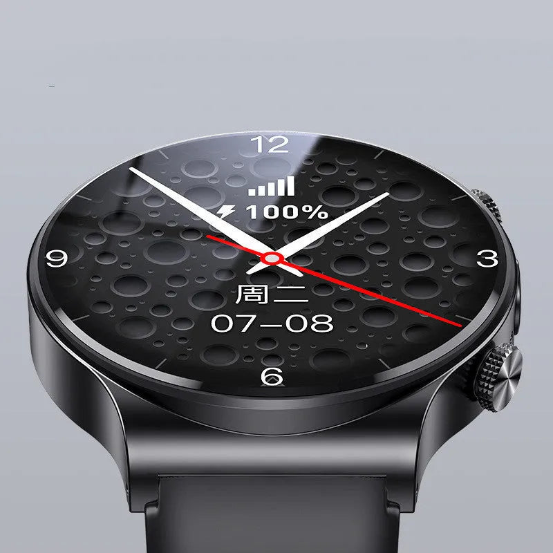 Smart watch with 1.28-inch screen in black or white showing time display