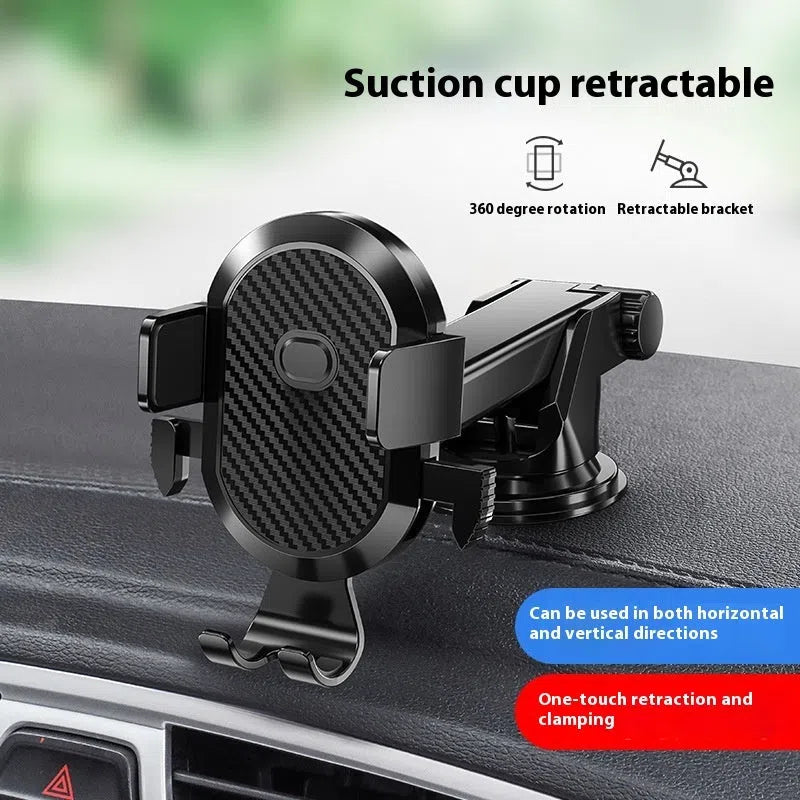 Black plastic car mobile phone bracket clipped onto car air outlet vent