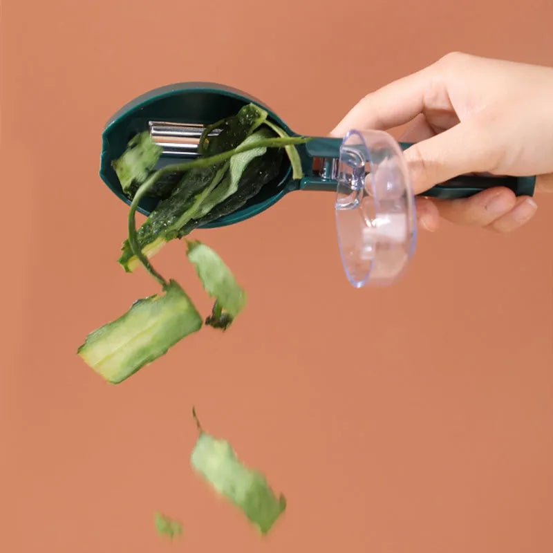 Yellow paring knife with storage lid for peeling fruits and vegetables